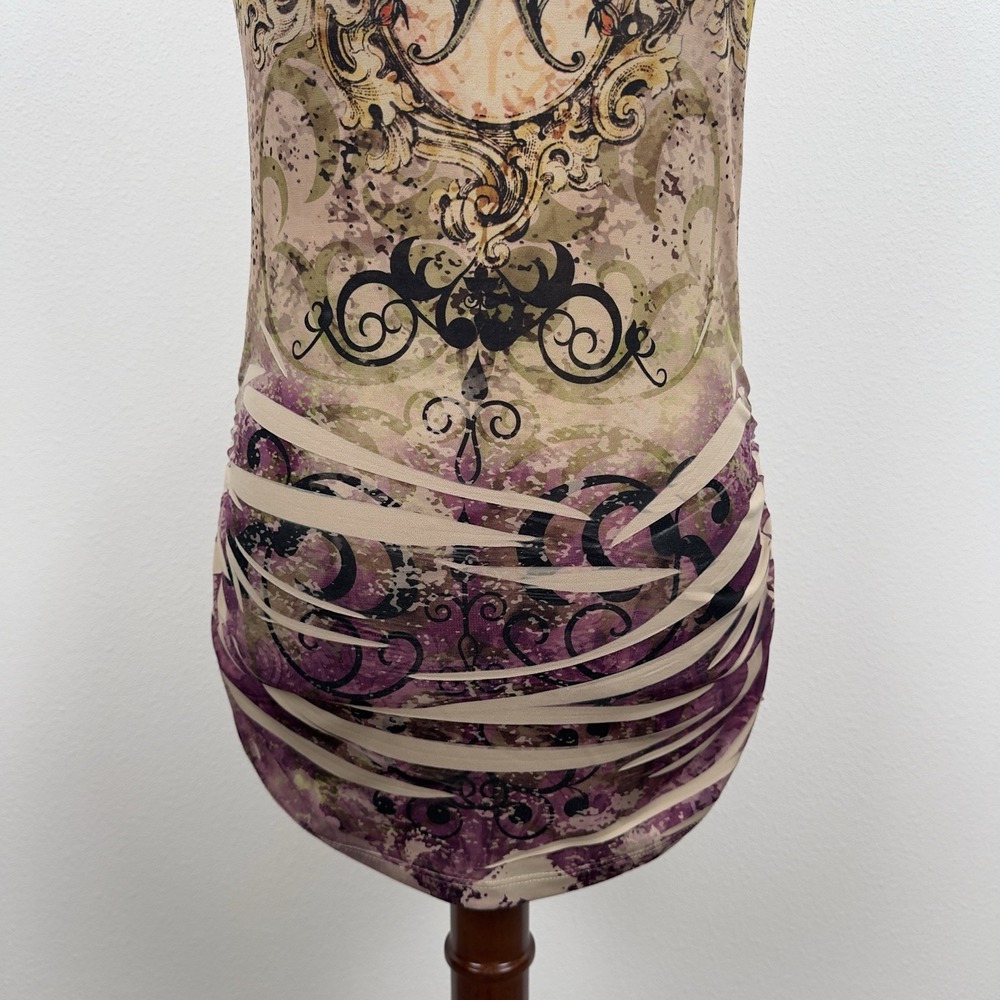 Vtg Y2K Body Central Top Womens M Rose Graphic Fairy Grunge Rock Dark Feminine - Picture 3 of 13